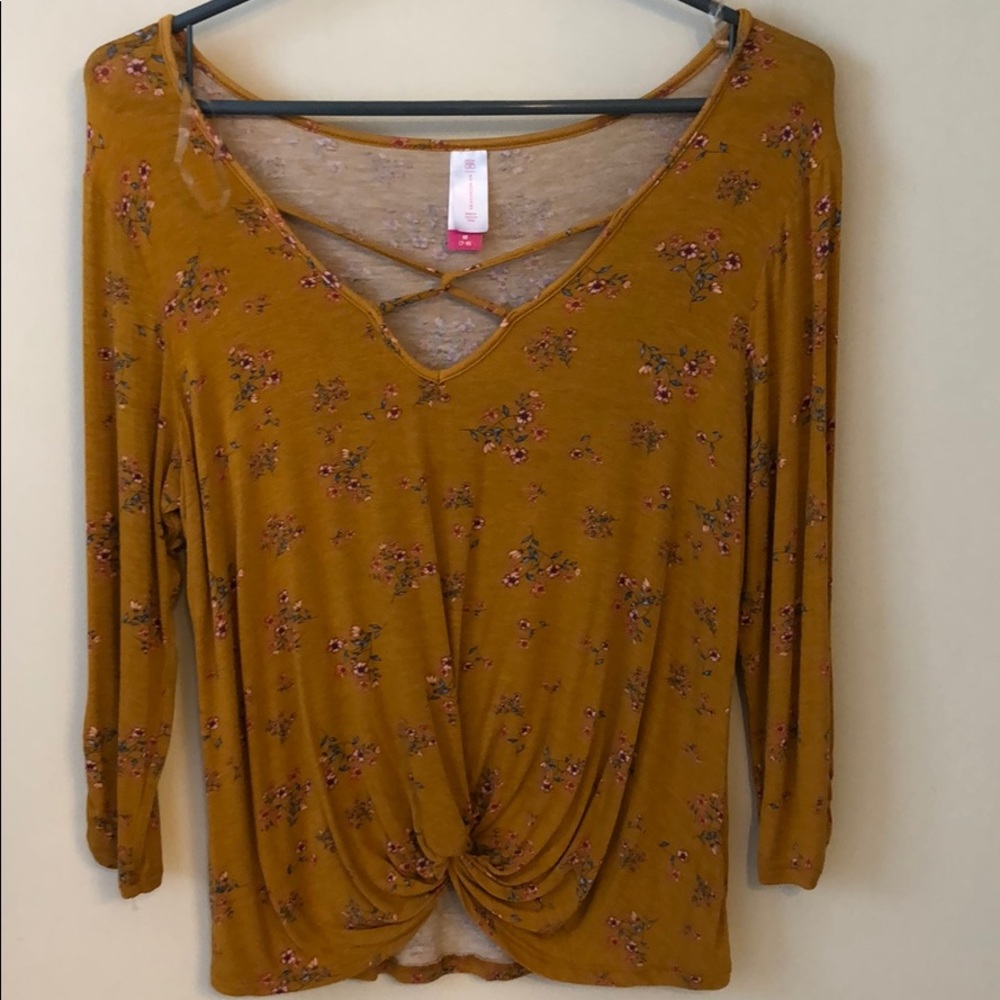 Burnt yellow with floral design top